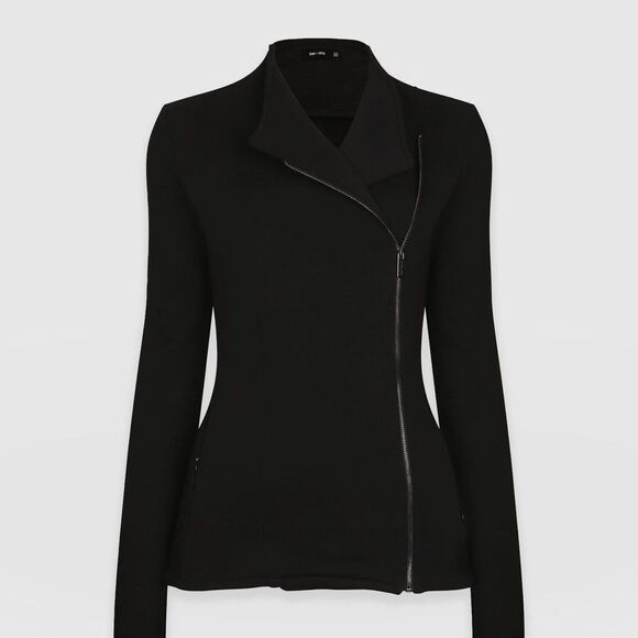 Saint and Sofia Organic Cotton Biker Jacket - Black size 12 - Picture 2 of 16